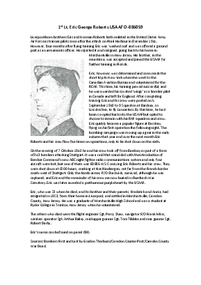 A preview of a PDF biography for Roberts, Eric George